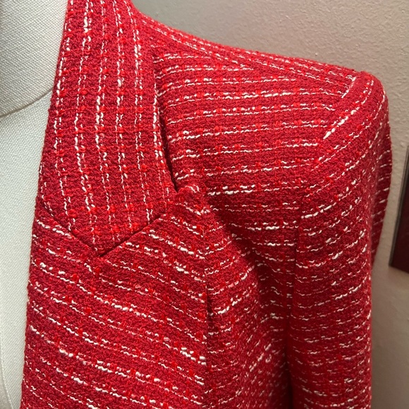 Zara Elegant Red Textured Double-Breasted Women's Blazer Size L - Picture 5 of 7